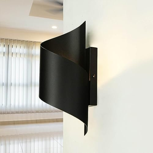 Licht-Erlebnisse Schwarze Wandleuchte Modern Design Metall FLOW indirekte Beleuchtung Treppenhaus Flur Wohnzimmer