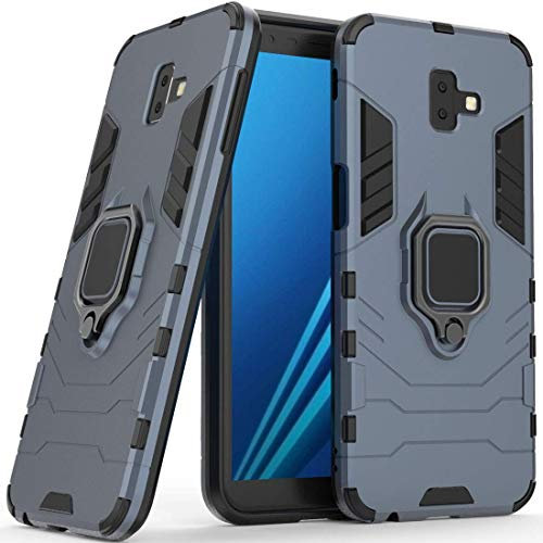 Compatible avec Galaxy J6+ (2018) Coque, Anneau de Support Téléphone Voiture Magnétique Bague 360 Étui de Protection pour Samsung Galaxy J6 Plus (Bleu Marine)