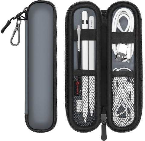 FINTIE Stifthalter Tasche für Apple Pencil Pro/USB-C & Apple Pencil 1./2. Gen, Kratzfeste weiche Hülle aus Neopren, Schutzhülle Cover Pouch mit integriertem Reißverschluss und Ablagefach, Grau