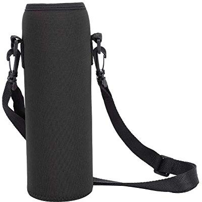 Portaborraccia, borsa a tracolla per borraccia, custodia per borraccia con cinturino staccabile e fibbia incorporata, apertura leggermente elastica per evitare che la bottiglia cada(Nero)
