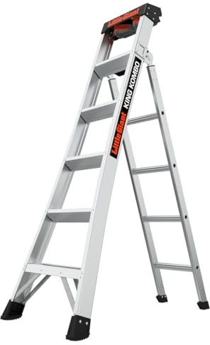 Little Giant Ladders, King Kombo 2.0, Professional, 6 Ft. A Frame, 10 Ft. Extension, Single Hinge 2.0, Aluminum, Type 1A, 300 lbs weight rating, (14906-001)