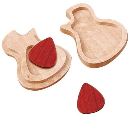 Alnicov Gitarrenkoffer mit 2 Gitarrenplektren, aus Holz, geeignet zum Gitarrenspielen