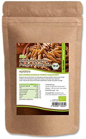 Mynatura Bio Dinkelnudeln I Vollkorn Penne I Dinkelvollkorn I Nudeln I Vollkornnudel I Bio-Pasta I Im Beutel (1000g)