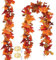 2 Stück Herbst Girlande mit LED, Künstliche HerbstGirlande Ahornblatt Girlande Bunte Herbstdekoration für Zuhause Hochzeit Party für Zuhause Kamin Kaminsim Haustür Erntedank-Dekor