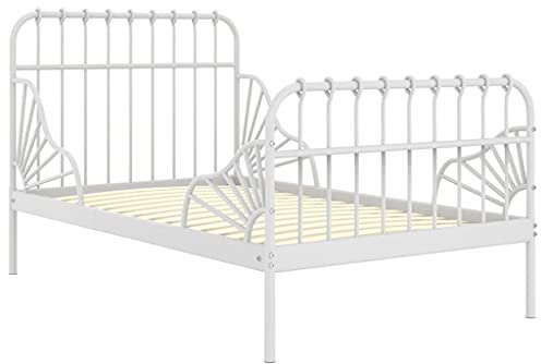 vidaXL Ausziehbett Einzelbett Tagesbett Metallbett Bett Bettrahmen Bettgestell Schlafzimmerbett Schlafzimmermöbel Weiß Metall 80x130/200cm
