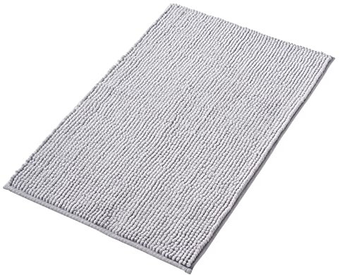 Decomira Badematte rutschfest | Als Badteppich Set kombinierbar | Badezimmer-Teppich Bad-Vorleger waschbar aus Chenille | Duschvorleger für Dusche, Badewannen, WC Deko | Grau - 40x60 cm