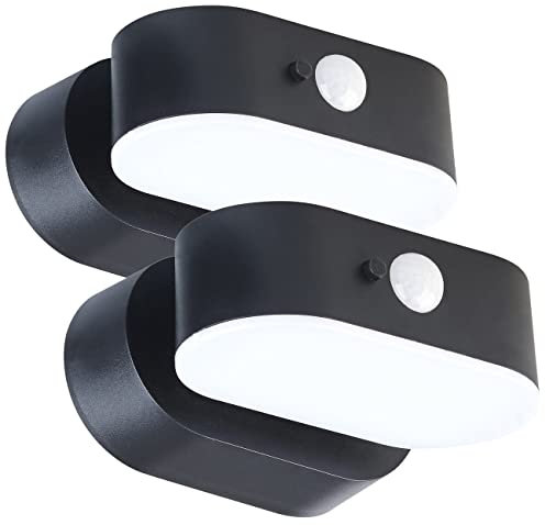 Luminea Solarlampen aussen: 2er-Set kabellose Solar-LED-Außenstrahler, PIR-Bewegungsmelder,200 lm (Wand-Solarlampe für Hauseingang, Außenlampen Solar Bewegungsmelder, Fluter Bewegungsmeldern)