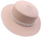 JK Home Pliable Chapeau de Soleil Femme Panama en Paille Capeline Large Bord avec Ruban Mariage Plage Rose