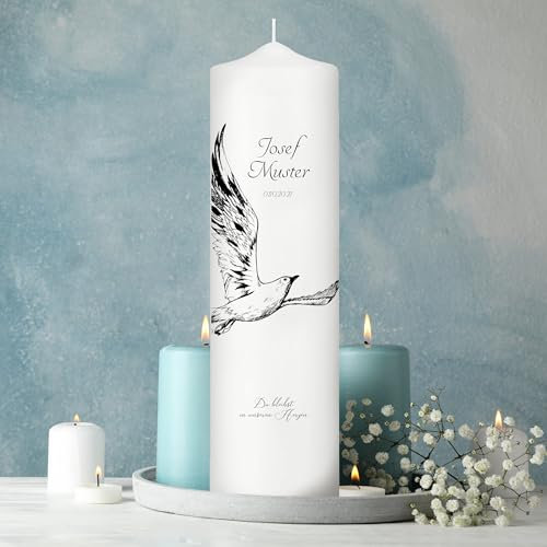 Wandtattoo Loft Trauerkerze personalisiert mit Namen und Datum, Motiv mit Möwe, 25cm x 7cm, personalisierte Trauerkerze, Kondolenzkerze, Beileidskerze, Trauerlicht, Grabkerze