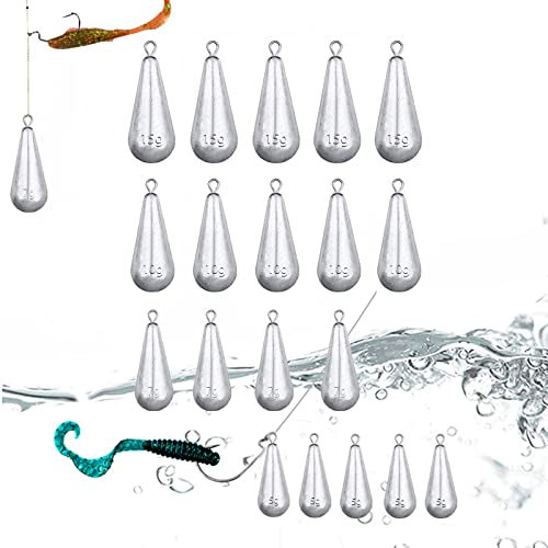 yeemeen Angeln Sinker, 20 Pcs Angeln Drop Shot, Fischen Gewichte, Wassertropfen Angelgewichte 5g/7g/10g/15g mit Aufhängelöchern für Outdoor Angelgeräte Sinker Weight Tool