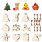 DUDSOEHO 100PCS Wooden Christmas Decorations - 10 Shapes Crafts Unfinished Wooden Ornaments for DIY Crafts Christmas Tree Hanging Decoration