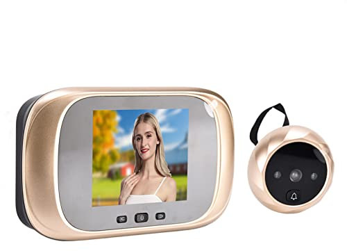 Ring Video-Türklingel, digitale drahtlose Türklingel-Kamera 2,8-Zoll-LCD-Bildschirm Video-Türklingel drahtlos mit intelligentem Zugangskontrollsystem für den Haushalt(Gold)