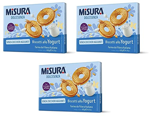 3x Misura Dolcesenza Biscotti allo Yogurt senza zuccheri aggiunti Joghurtkekse ohne Zuckerzusatz Kekse Biscuits 400g