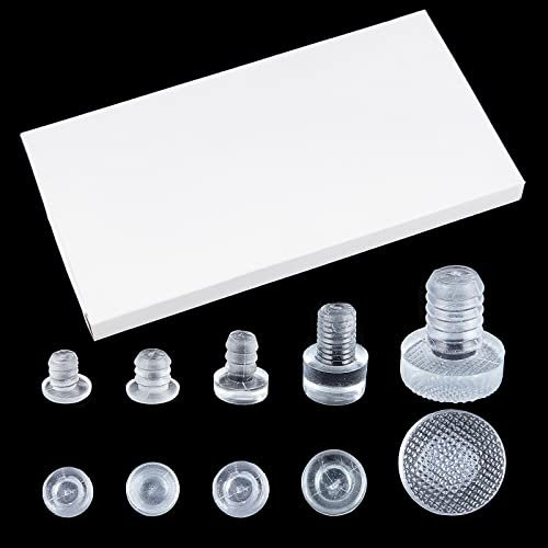 GORGECRAFT 150 pièces Pare Chocs de Table en Verre avec tige, 5 Style Pinces en Caoutchouc Transparent Verre Pare Chocs Armoire de Cuisine Anti Collision Pad pour Entretoises de Table de Patio