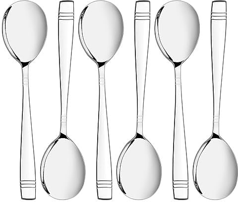 Obstnny 6 Pieces Large Table Serving Spoon, Stainless Steel Food Sering Utensil, Catering Buffet Serving Spoons, F