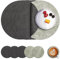 Myir JUN Tischsets Abwaschbar Leder und Untersetzer, Doppelseitigen Platzset Rund Ø 36cm 6er Set rutschfest Glasuntersetzer Platzdeckchen Leder Kunstleder Tischset (Grau Grün, 6er Set)