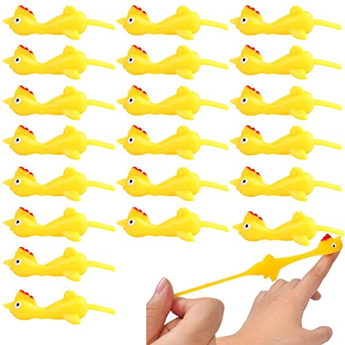 YUNYAN 20PCS Schleuder Huhn Scherzartikel Finger Dehnbar Katapult Gummihuhn Strecken Fliegende Hühner Kinder Dehnbare Büro Gadgets Lustig Spielzeug Kindergeburtstag Partygeschenke Set