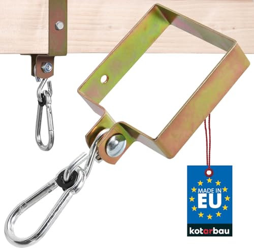 KOTARBAU® Schaukelhaken Eckig 120 x 120 mm Vierkant Karabinerhaken Schaukelschelle aus Verzinkt Stahl Schaukelbefestigung Manschettenhaken Gold Hakenhalterung Haken Schaukel Hängemattenhaken