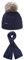 kama Gestrickte Merino-Mütze A109 und Schal S22, Damen - Dunkel Blau