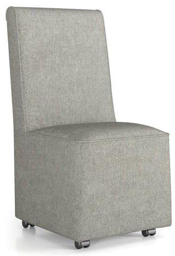 COSTWAY Mobile Accent Chair, Linen Fabric Upholstered Comfy Tub Seat Single Sofa Chair with 4 Universal Wheels, Armless Leisure Reading Lounge Chair for Living Room Bedroom (Grey, without Storage)