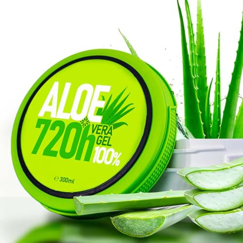 720h Aloe Vera Gel, Höchste Qualität, Bio-Farm in Spanien Bezogen - Schnelles Einziehen, Nicht Klebrig, 100% Natürlich, Keine Künstlichen Verdickungsmittel, Sonnenbrand-Linderung 300 ml