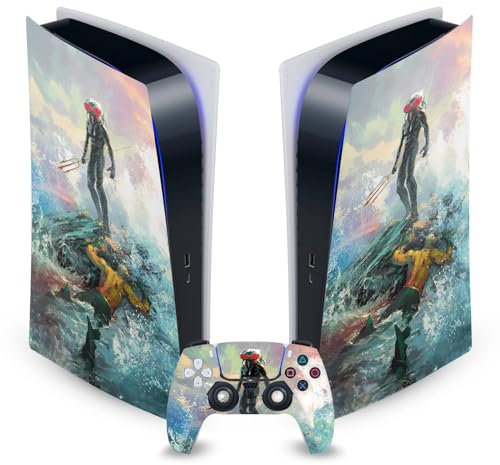 Head Case Designs sous Licence Officielle Aquaman DC Comics Black Manta Painting Comic Book Cover Vinyle Plaque Frontale Autocollant De Jeu Peau Compatible avec Sony PS5 Digital & DualSense