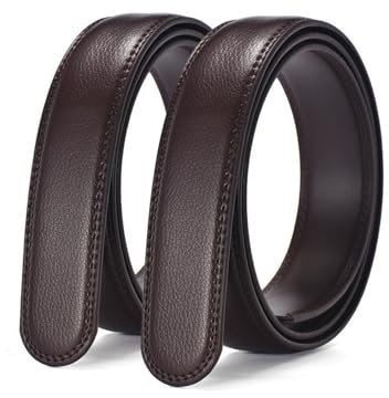 EKdirect 2 Stück Herren Ersatzgürtel ohne Schnalle Leder Automatik Gürtel (Braun Braun, 110cm)