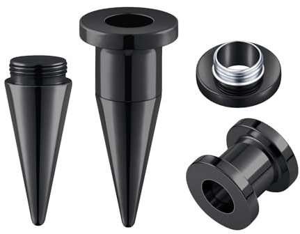 Longbeauty 8G-13/16 Edelstahl Ohr Dehnstäbe Tapers Plugs Tunnels Ohrpiercing Ohrdehner Ohrstrecker Stretching Kit, Schwarz, Stil B, 5MM
