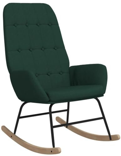 vidaXL Schaukelstuhl Schwingstuhl Relaxsessel Schaukelsessel Sessel Schwingsessel Relaxstuhl Polstersessel Polsterstuhl Wohnzimmer Dunkelgrün Stoff