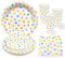 BFB Platos de fiesta, Servilletas, Vasos 96 piezas Lunares Multicolor para fiestas de papel Juegos de Vajillas desechables