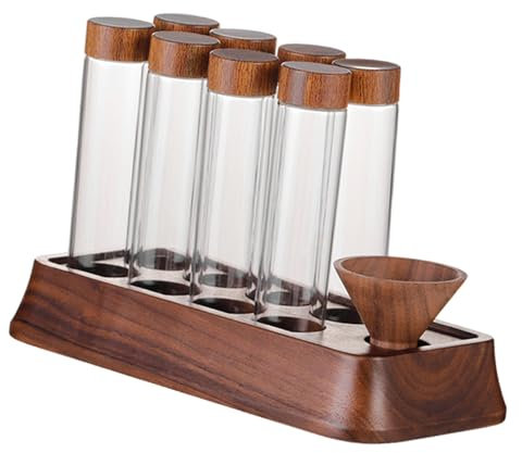 Sharplace Coffee Bean Glass Tubes, Single Dose Coffee Bean Storage Tubes with Stand, Coffee Beans Storage Containers, 8 Hole