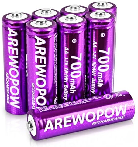 AA Rechargeable Batterys, Ni-MH 1.2V 700mAh Pre-Charged Double A Battery for Outdoor Solar Lights, Lawn Lamps, String Light(Pack of 8)