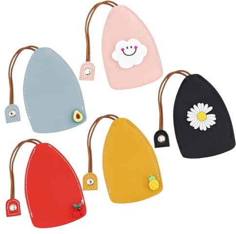 TOKSEO 5 Stück Bunt Schlüsseltasche Leder, Niedlich Kreativität Schlüsseletui Schlüsselmäppchen PU Leder,Wasserdicht Tragbar Autoschlüssel Tasche, Schlüssel Tasche