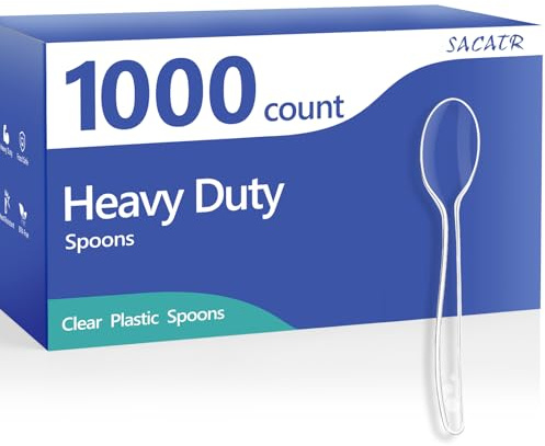 SACATR 1000 Count Clear Plastic Spoons Heavy Duty