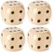 DHSBGWSX Dadi in Legno Massiccio - Set di 4 Pezzi per Giochi da Tavolo, a Sei Lati con Punti