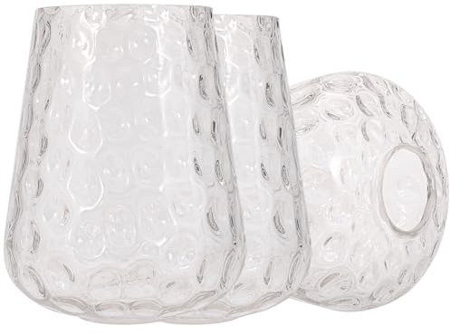 Rivqahra - Wine Glass Shade for Lighting Lamp, 6.3 Height, 1-5/8, 3 Pack Clear Hammered Glass Replacement Shade