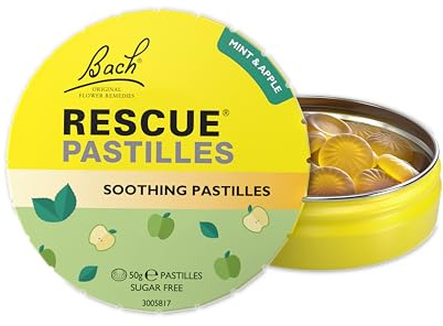 Rescue Remedy Pastilles | Mint & Apple Flavoured | Daily Support for Stressful Moments | Bach Original Flower Essences | Chewable Pastilles | 50g Travel Tin