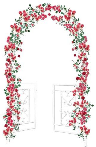 Metal Garden Arbor for Outdoor Backyard Lawn Patio Wedding Climbing Plants Strong Rose Arch 110x50x210cm Cream Color Heavy Duty Rose Trellis Stylish Garden Archway