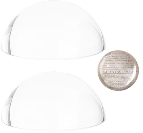 PH PandaHall 2pcs Loupe Presse Papier en Verre Loupe Demi Dôme Loupe à Dôme en Cristal de 6cm avec Lentille Optique Transparente en Demi Sphère pour Bureau Maison Cadeau