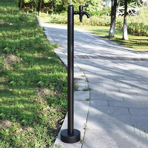 Support de tuyau autoportant en acier inoxydable avec double robinet pour colonne d'eau de jardin vertical extérieur Colonne B