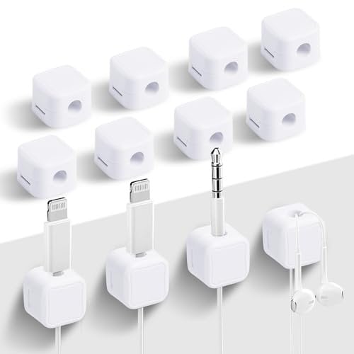 12 Pack Cable Clips Magnetic Desk Cord Organiser Holder Wire Charger Management (White)