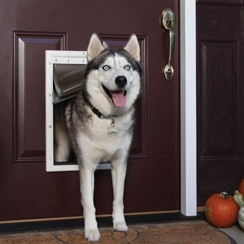SAYEYBU Hundeklappe, Extra Großes Loch Für Haustiertür, Großer Hund Kann Durch Das Türloch Rein Und Raus, Bequemer Zugang, Langlebig, Weiß,S