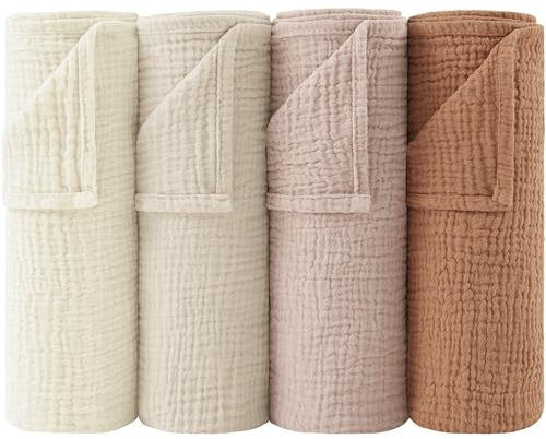 Bearmoss Moltontücher Baby 100% Baumwolle Weiche Spucktücher Baby,Atmungsaktiv und Extrem Saugfähig Musselin Tuch für Saugstark Mulltücher 4er 60x60cm (Braun)