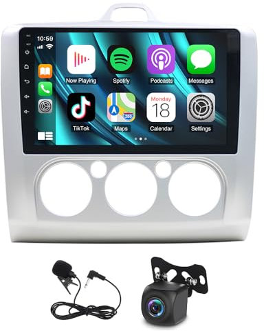 Android 13 Portatile Autoradio per Ford Focus MK2 MK II 2004-2011 Autoradio con Wireless Carplay Android Auto 9 Pollici Touchscreen Radio 2 Din con Bluetooth FM/RDS GPS WiFi Retrocamera 2G+32G