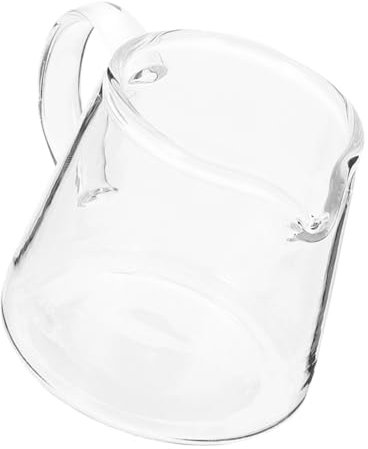 MUCKLILY Jarra De Leche De Vidrio Transparente 550 Ml Asa Ergonómica Para Crema y Jarabe De Café, Taza Para Servir Espresso y Arte Latte, Dispensador De Vertido Para Uso Cafetería y Hogar