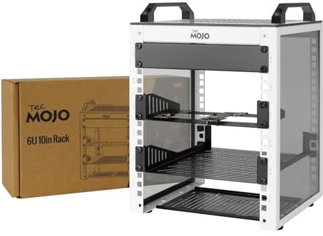 Tecmojo 10 inch 6U 200mm Depth Desktop Mini Rack, with SBC Shelf, Micro HDMl to HDMI Adapter Board, Blank Panel, for 10 Inch AV, NAS and Server Equipment