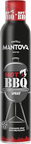 Hot BBQ Spray Fratelli Mantova, Olio di girasole alto oleico al gusto BBQ piccante, Olio Spray per Barbecue, Spray da Cucina, Adatto ai vegani, Zero sprechi e dosi precise.