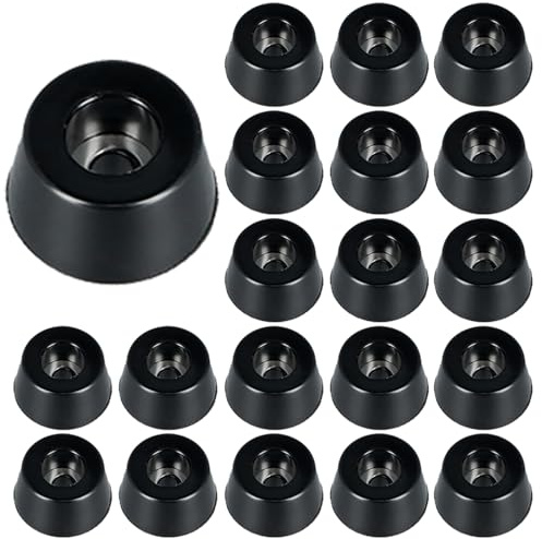 20 pezzi Piedini In Gomma, Gomme Di Supporto, Gomma Antirumore, Gomme Protettiva Antiscivolo Con Rondella In Metallo Per Porta, Tagliere, Altoparlante, Gamba Della Sedia (15x12x8mm, Nero)