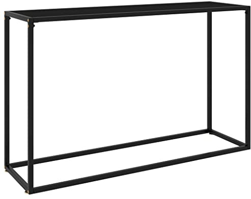IBUQDDV Console noire 120 x 35 x 75 cm en verre trempé et acier - Table d'appoint moderne robuste et stable - Facile à nettoyer - Buffet de salon