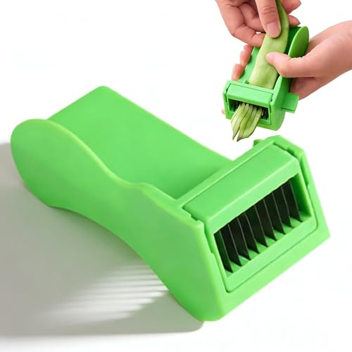 Runner Bean Slicer and Stringer Green,Multi Vegetable Cutter for French Style Beans, Manual Bean Slicer with Stainless Steel Blade, Ergonomic Mini Runner Bean Cutter and Stringer for Quick Prep